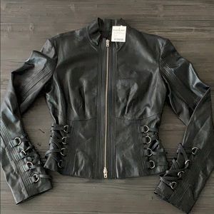 NWT Bebe black leather jacket